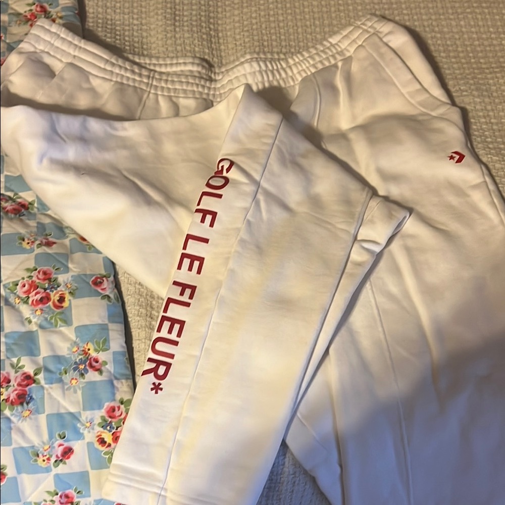 Golf Le Fleur White Sweatpants with Red Logo